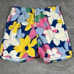 Old‎ Navy Bright Floral Swim Trunks Board Shorts Mens L Drawstring Flex Pockets